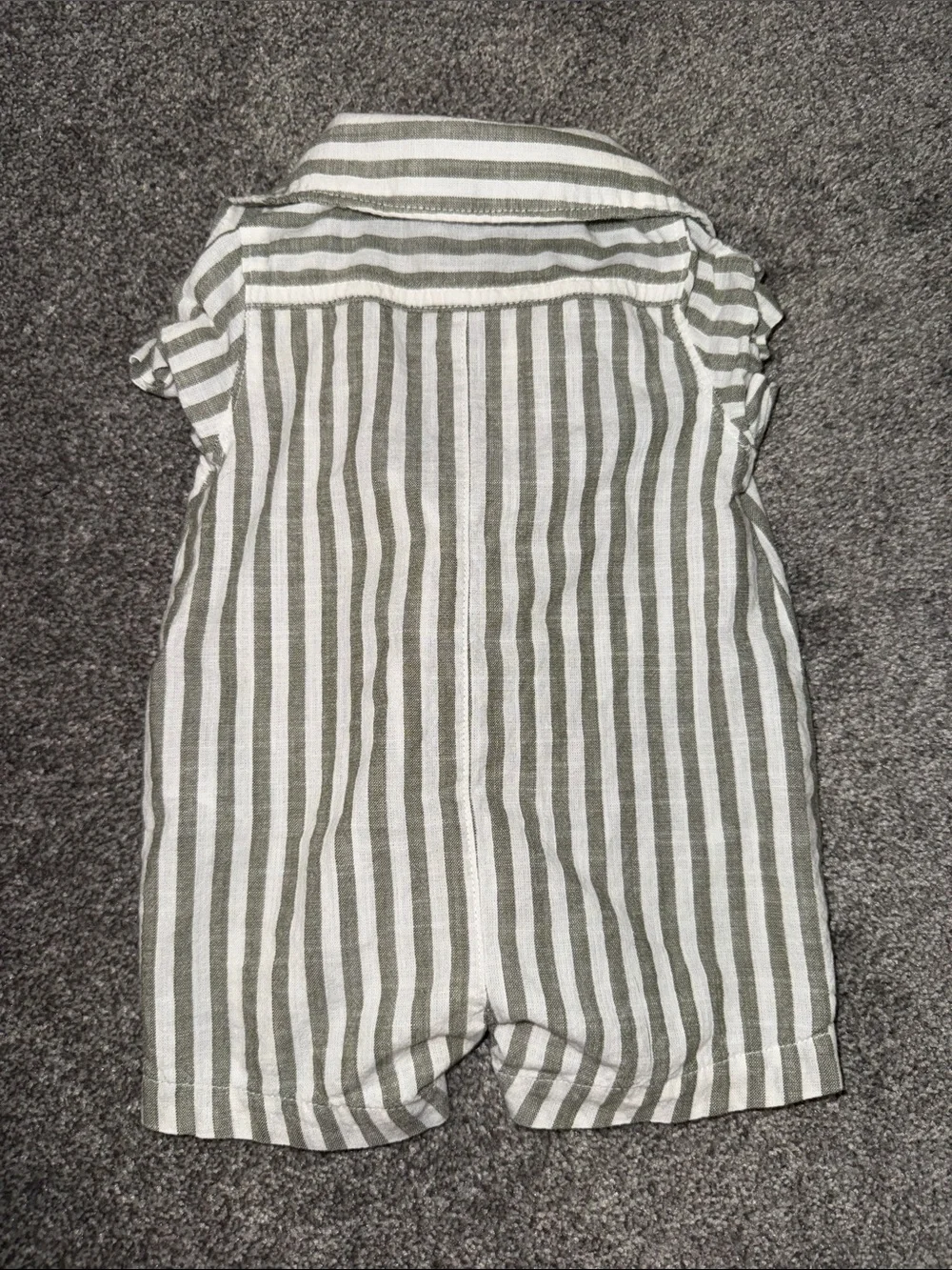 Carter's Green and White Striped Button Romper